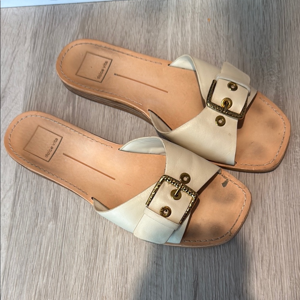 Dolce Vita Cream Slide Sandals
